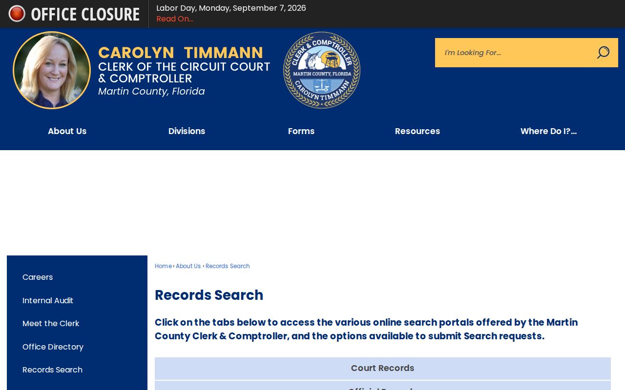 Martin County arrest report court records search